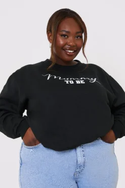 New In The Style Mummy To Be Slogan Sweater Black
