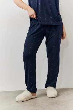 Best In The Style Cherry Print T Shirt and Cuff Jogger Pj Set Navy