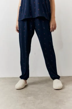 Best In The Style Cherry Print T Shirt and Cuff Jogger Pj Set Navy