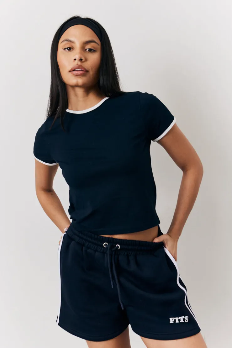 Outlet Fits 90's Crew Neck T-Shirt Navy