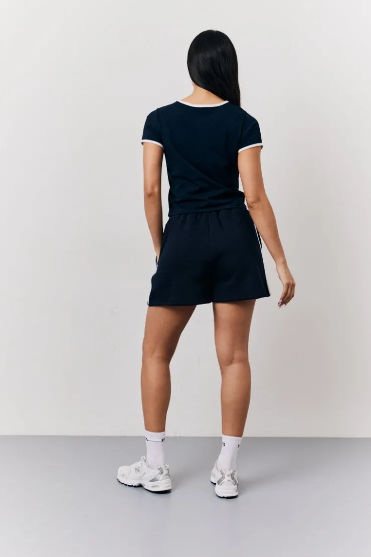 Outlet Fits 90's Crew Neck T-Shirt Navy