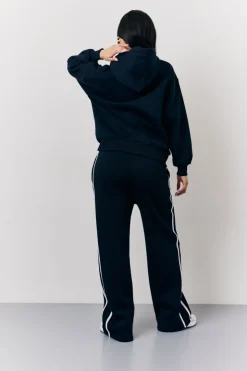 Clearance Fits Wide Leg Side Stripe Co-Ord Jogger Navy