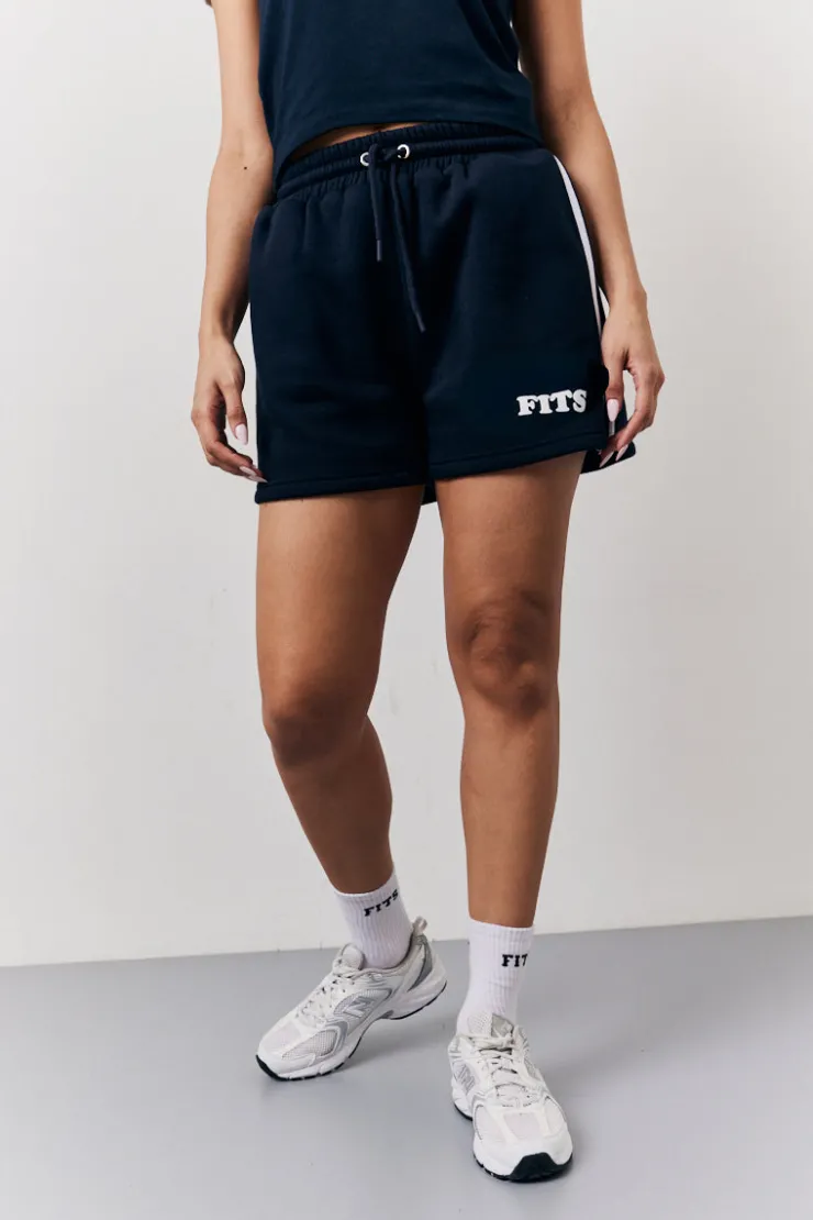 New Fits 90's Slogan Side Stripe Co-Ord Shorts Navy