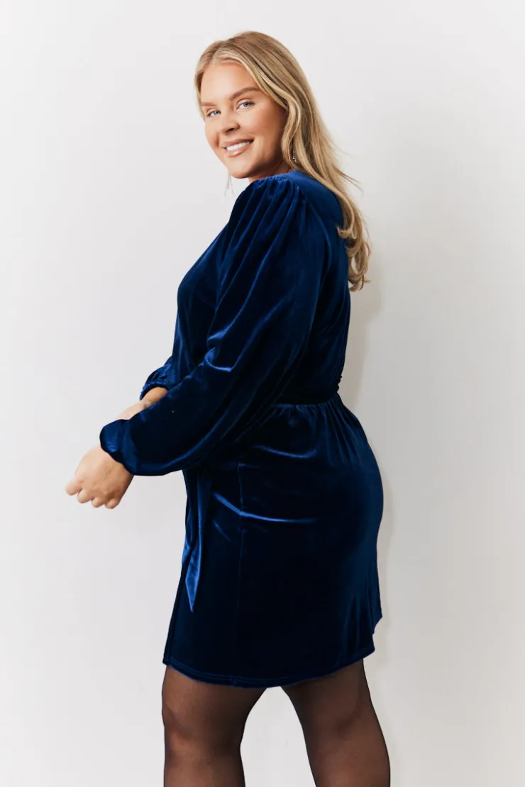 Sale In the Style Velvour Wrap Mini Dress Navy