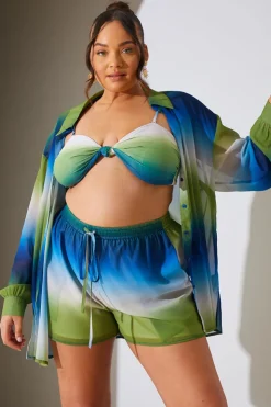 In the Style Ombre Chiffon Beach Co-Ord Shirt Multi