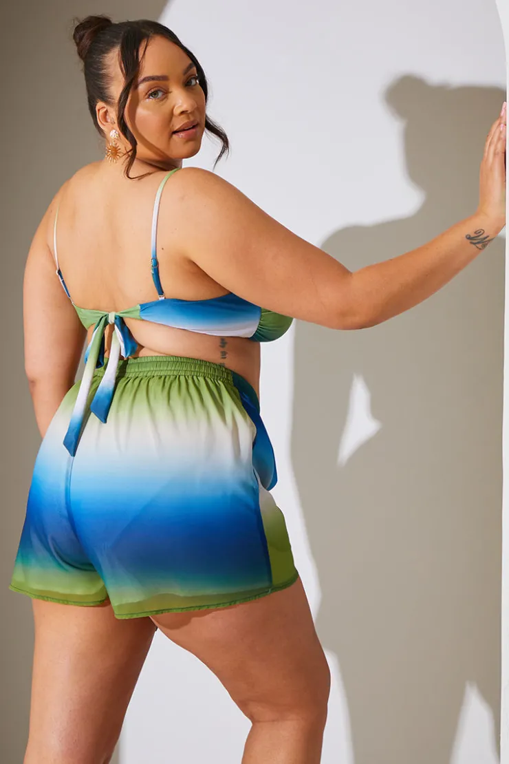 New In the Style Ombre Chiffon Floaty Co-Ord Beach Shorts Multi