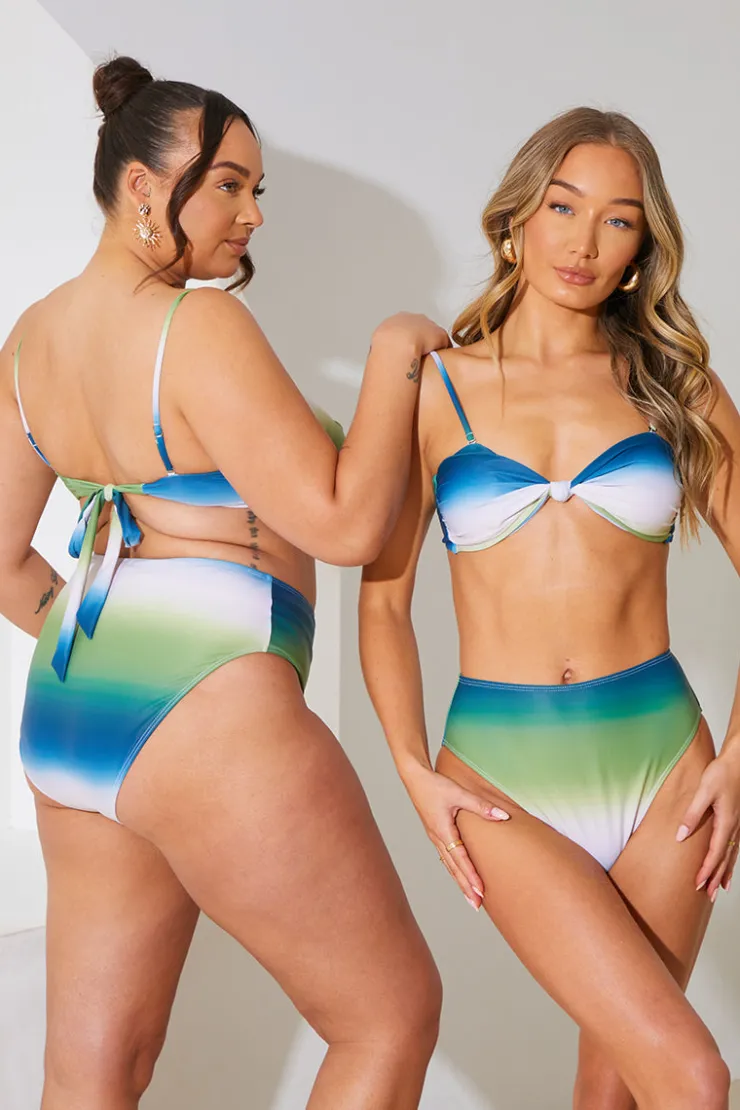 Sale In the Style Ombre High Waisted Bikini Bottoms Multi