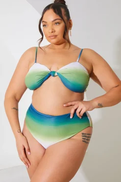 Sale In the Style Ombre High Waisted Bikini Bottoms Multi
