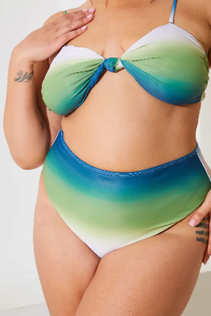 Sale In the Style Ombre High Waisted Bikini Bottoms Multi