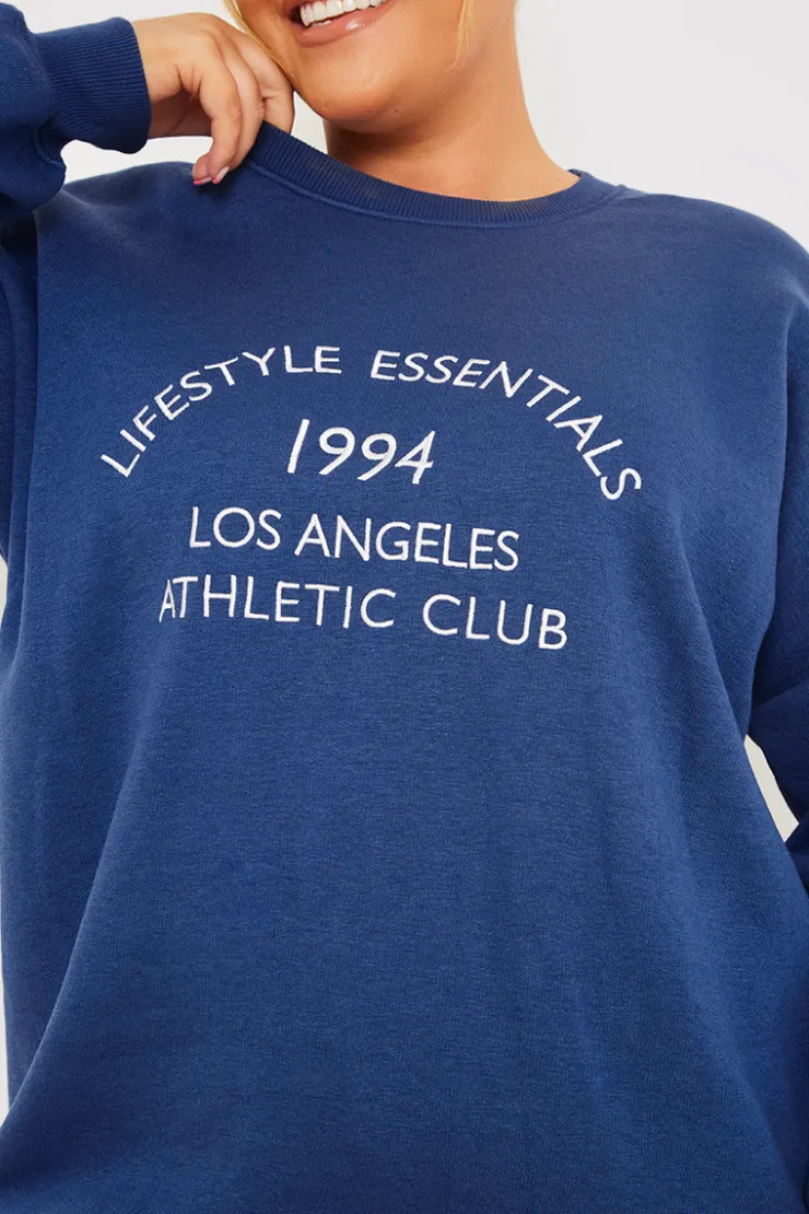 Clearance In the Style Oversized Embroidered Sweatshirt Navy