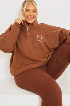 Best In the Style Oversized Half Zip Sweater Chocolate
