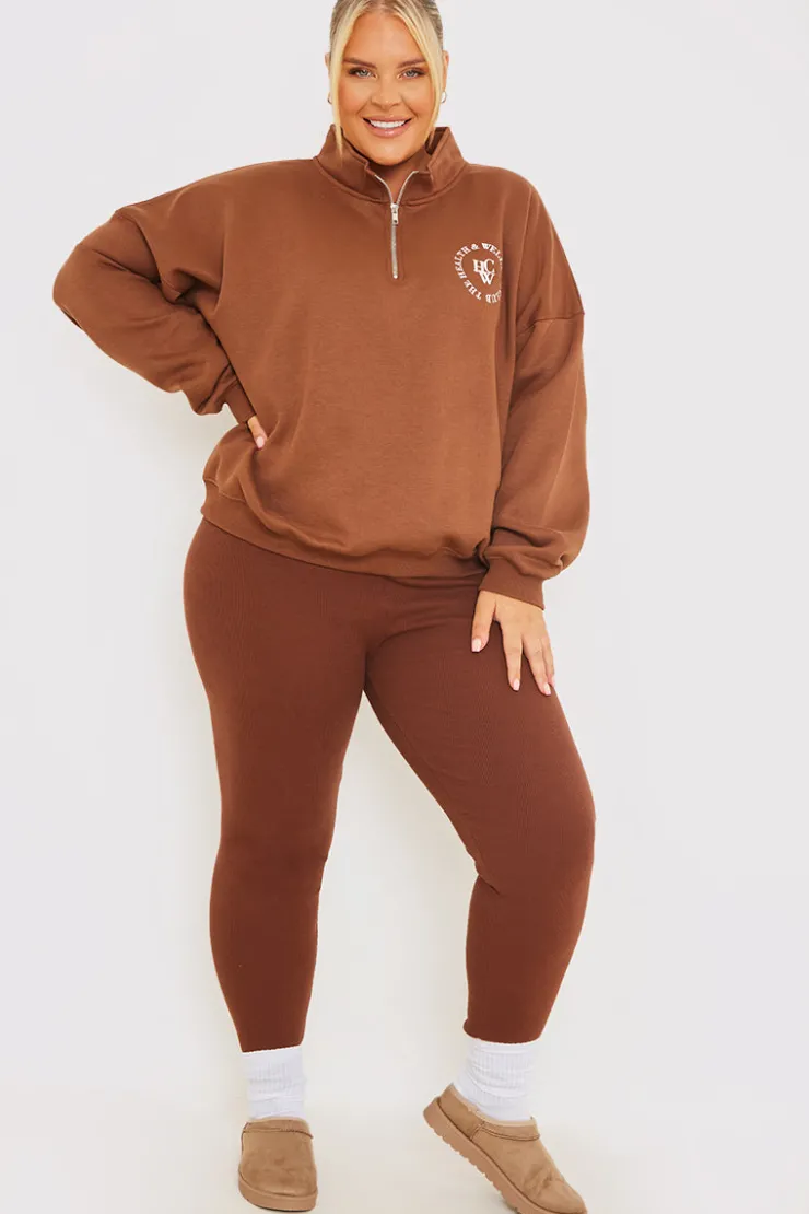Best In the Style Oversized Half Zip Sweater Chocolate