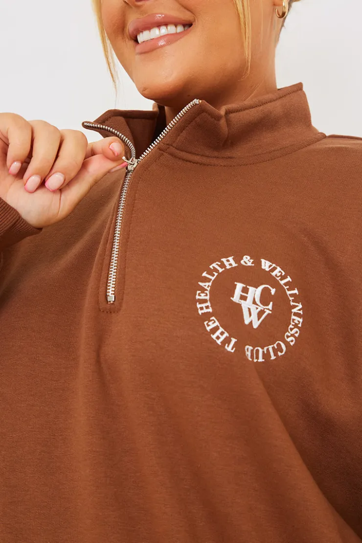 Best In the Style Oversized Half Zip Sweater Chocolate