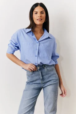 Discount In The Style Oversized Striped Poplin Shirt Multi
