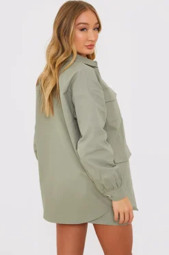 Best In the Style Oversized Utility Cargo Jacket Khaki