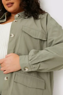 Best In the Style Oversized Utility Cargo Jacket Khaki