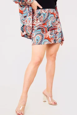 Online In the Style Paisley Print Mini Skirt Red