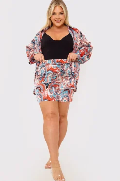 Online In the Style Paisley Print Mini Skirt Red