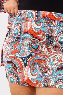 Online In the Style Paisley Print Mini Skirt Red
