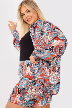 Online In the Style Paisley Print Mini Skirt Red