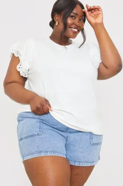 Clearance In the Style Paper Bag Denim Short Indigo Blue