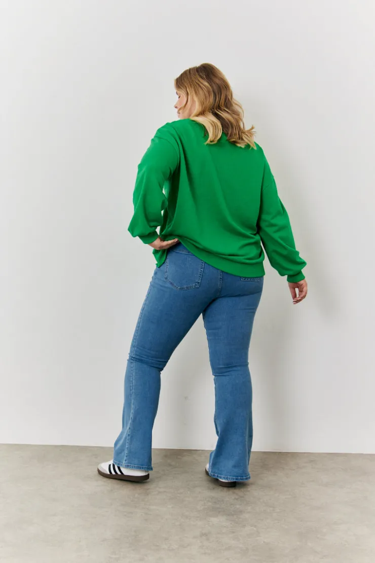 Online In the Style Paris Embroidered Slogan Sweatshirt Green
