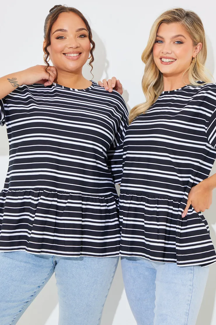 New In The Style Peplum Hem Dropped Shoulder Tshirt
