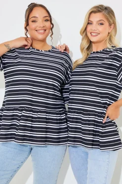 New In The Style Peplum Hem Dropped Shoulder Tshirt