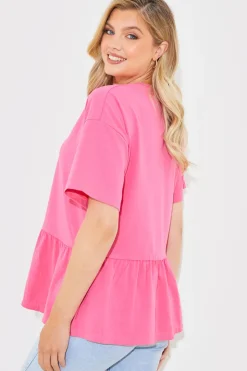 New In The Style Peplum Hem Dropped Shoulder Tshirt