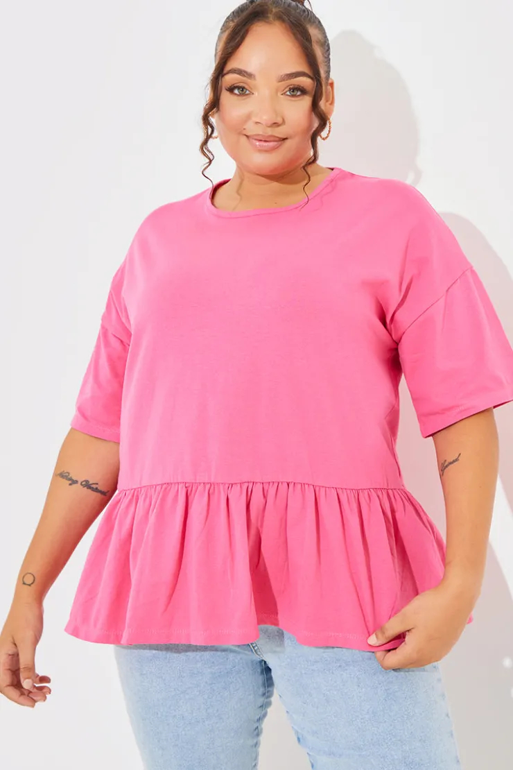New In The Style Peplum Hem Dropped Shoulder Tshirt