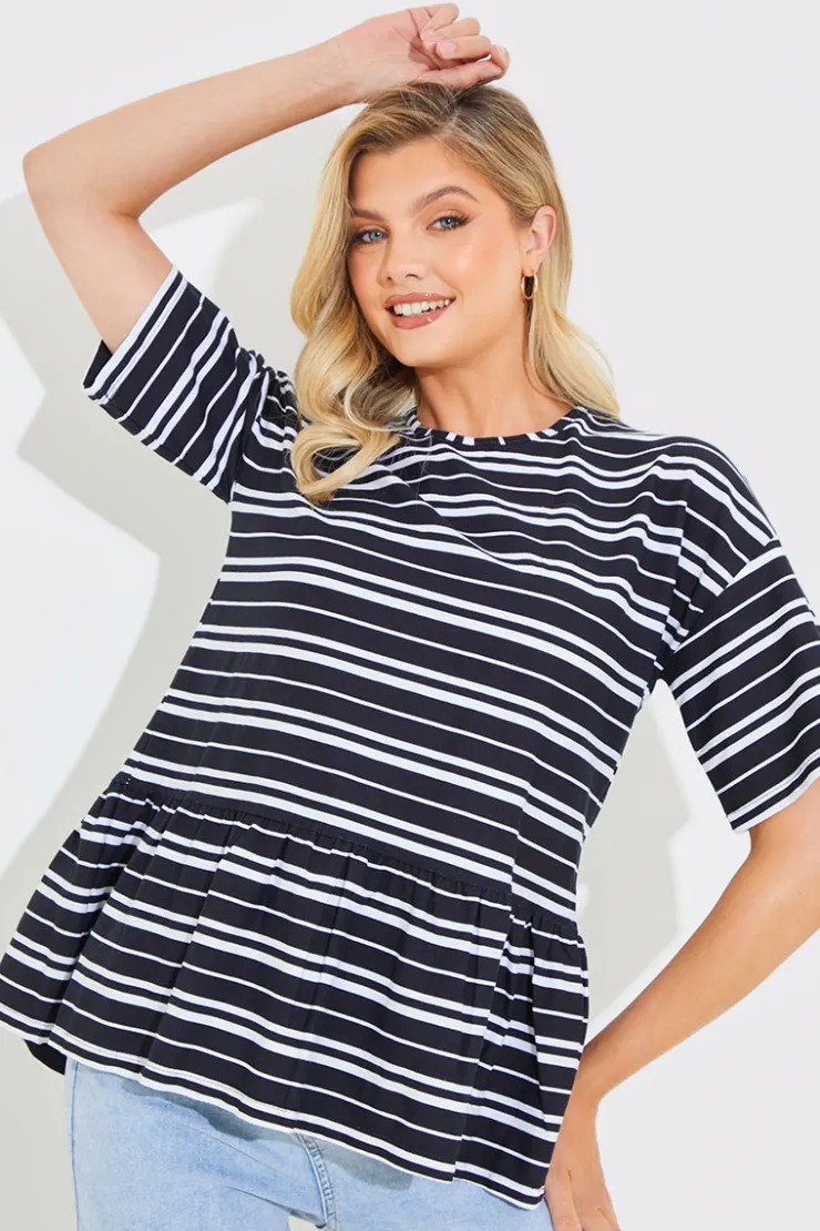 New In The Style Peplum Hem Dropped Shoulder Tshirt