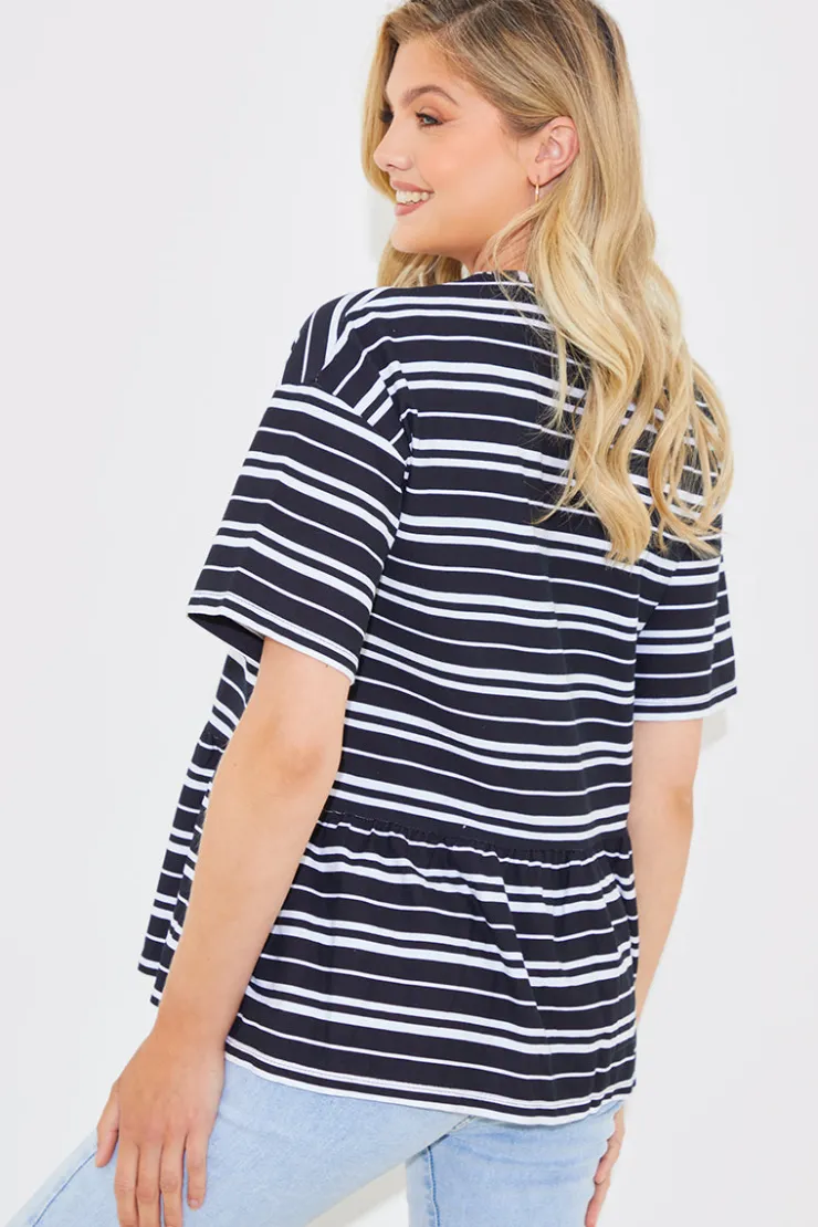 New In The Style Peplum Hem Dropped Shoulder Tshirt