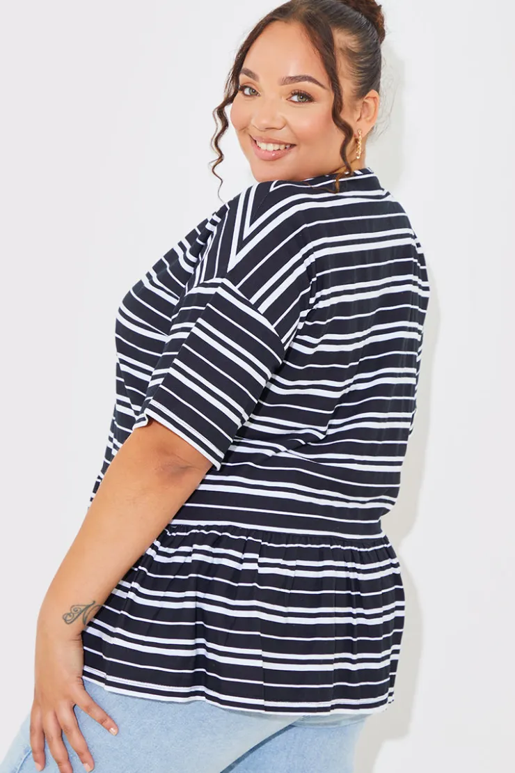 New In The Style Peplum Hem Dropped Shoulder Tshirt
