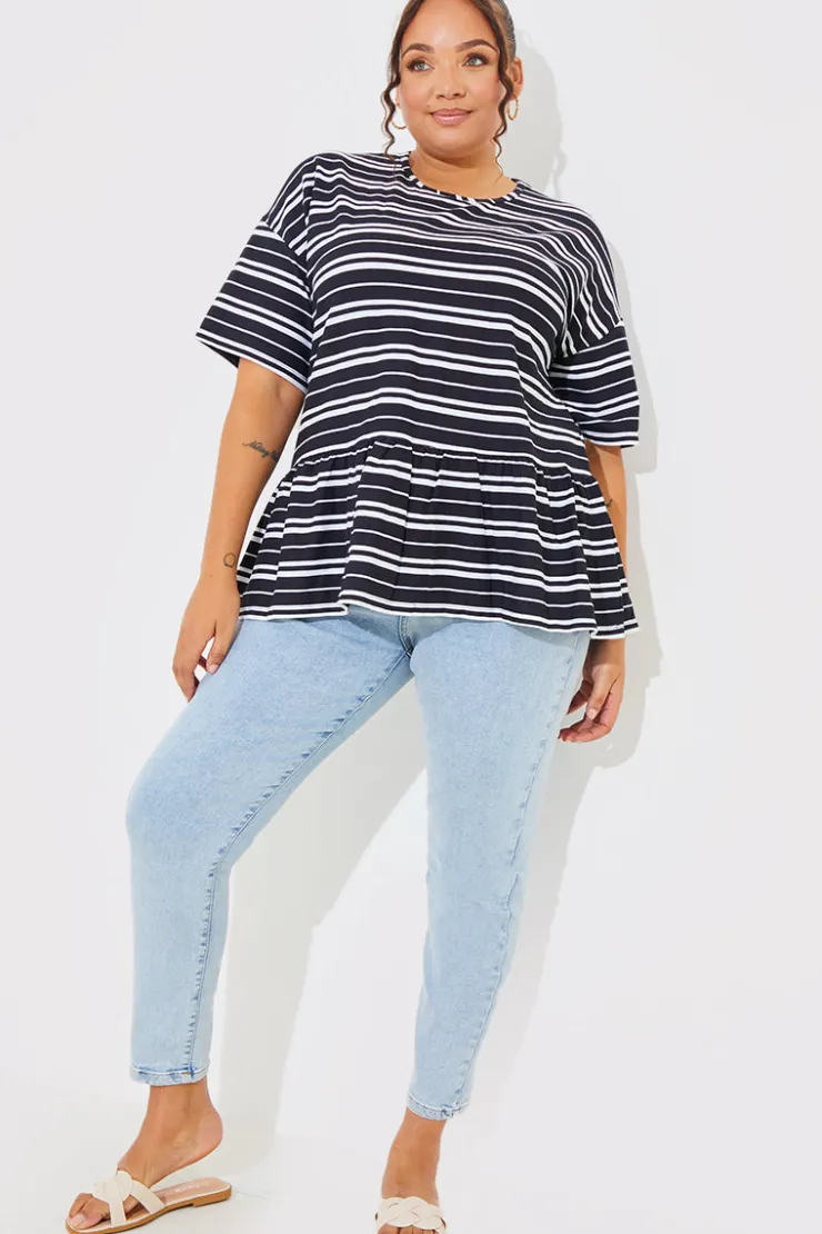 New In The Style Peplum Hem Dropped Shoulder Tshirt
