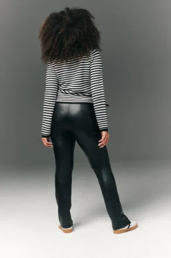 Discount In The Style Perfect Sculpting High Waisted Leather Look Zip Front Legging Black