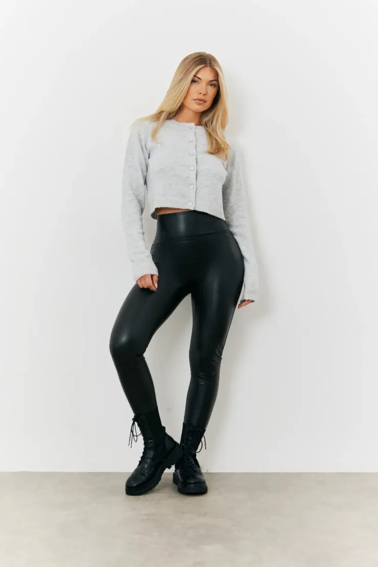 Hot In The Style Perfect Sculpting High Waisted Leather Look Leggings