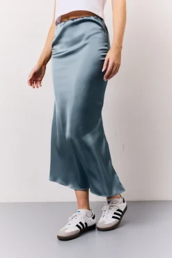 Clearance In The Style Satin Midaxi Skirt Petrol Blue