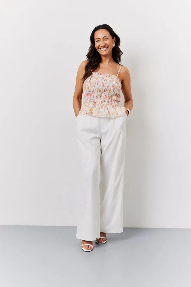 Clearance In The Style Pink Floral Print Shirred Cami Top Multi