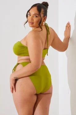 Outlet In the Style Plait Detail Halter Neck Bikini Top Green