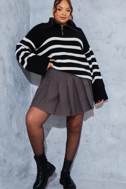 Discount In the Style Pleated Mini Skirt Grey