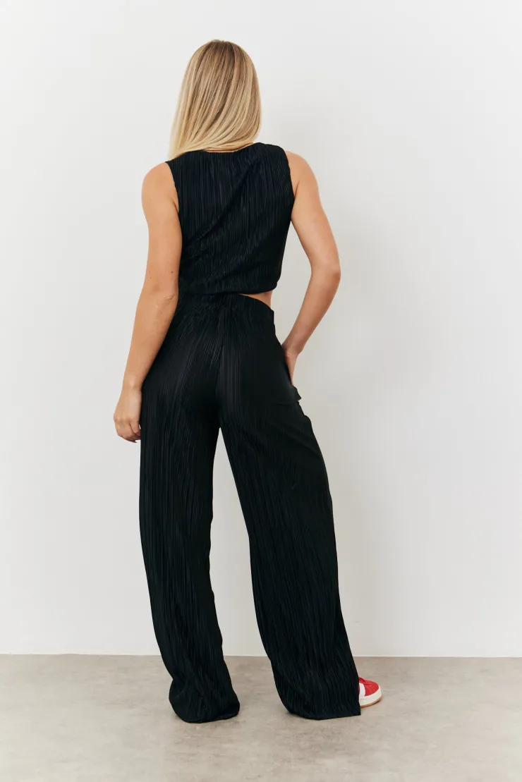 Sale In The Style Plisse Co-Ord Waistcoat Black