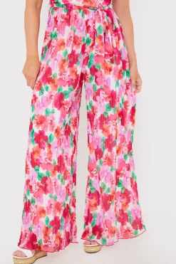 Online In the Style Plisse Sleeveless Wide Leg Jumpsuit Coral