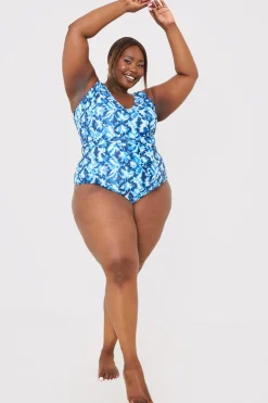 Sale In the Style Plunge Belted Swimsuit Blue