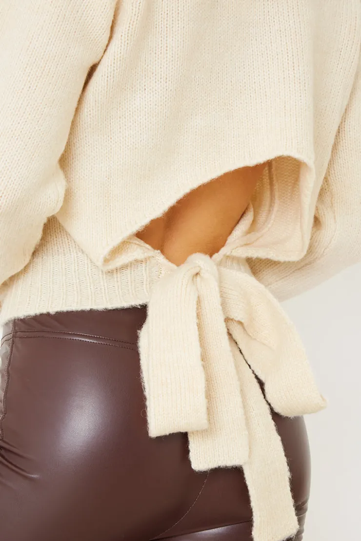 Best In the Style Premium Tie Back Knitted Jumper Cream