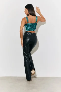 Clearance In The Style Printed Satin Corset Green