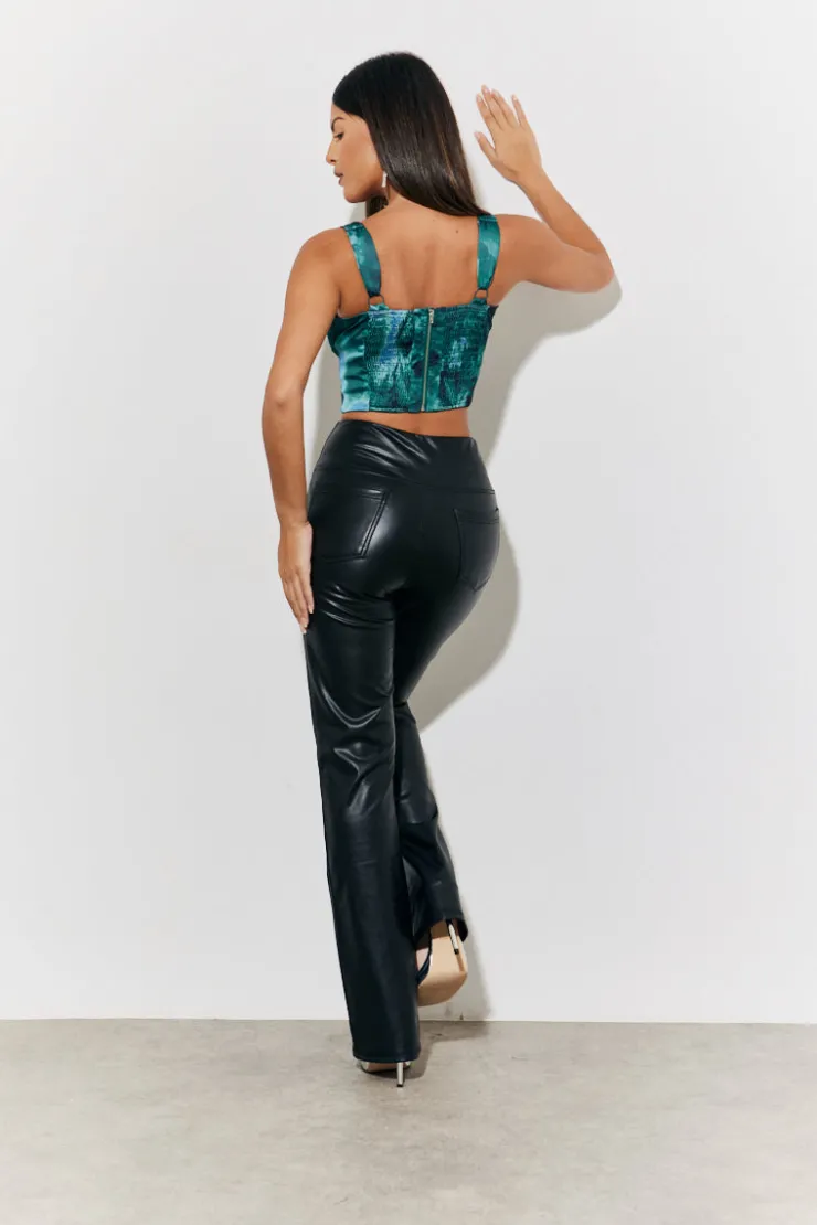 Clearance In The Style Printed Satin Corset Green