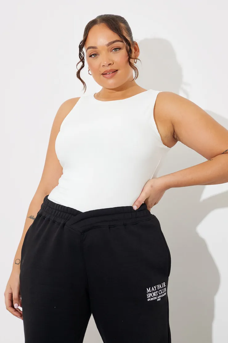 Discount In The Style Racer Neck Double Layer Slinky Bodysuit