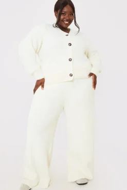 Online In the Style Recycled Fluffy Knitted Co Ord Trouser White