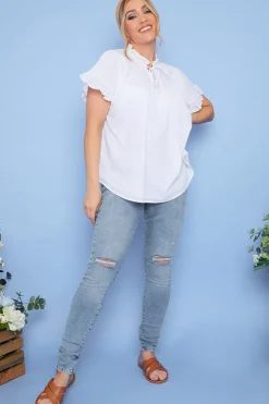 Sale In the Style Recycled Light Wash Ripped Knee Skinny Jeans Denim