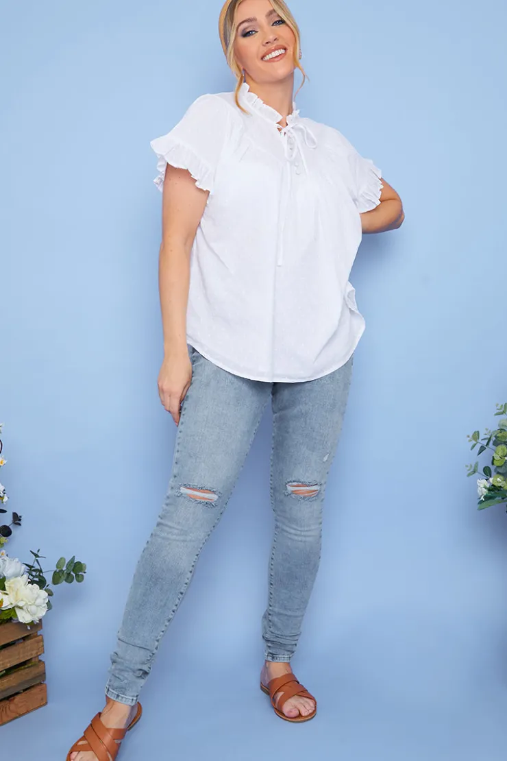 Sale In the Style Recycled Light Wash Ripped Knee Skinny Jeans Denim